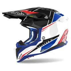 Fiber Airoh Aviator 3 Push Helmet Blue Red