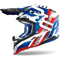 Fiber Airoh Aviator 3 Rainbow Helmet Blue Red Gloss
